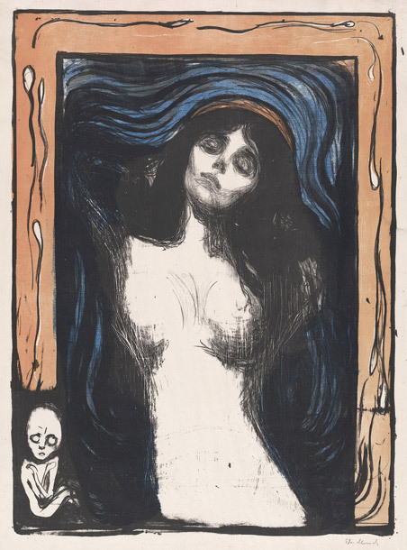 Edvard MunchMadonna, 1895/1896, lithograph in black with hand coloring on green cardMadonna, 1895, c