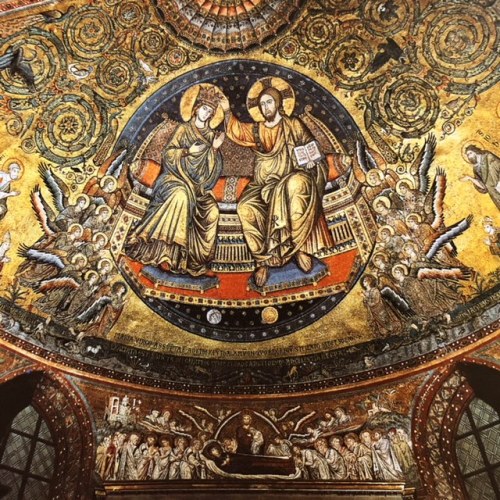  Mosaic from the apse of Santa Maria Maggiore depicting Christ crowning the Virgin. Rome, Italy. 