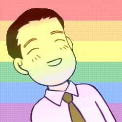 Saki Yoshida (Henshin) icon in pink and black and Maa-kun (Oruchuban Ebichu) icon with a pastel LGBT