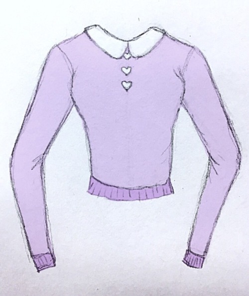 Fashion sketch of Pastel Spring sweater ideas. Style: casual stretch knit, cropped below waist, rela