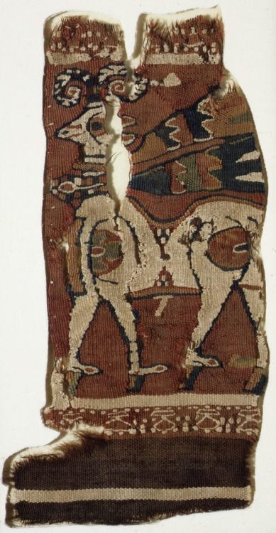 awesomepharoah: Textile fragment of a walking ram with a neckband and fluttering ribbons, Sasanian, 