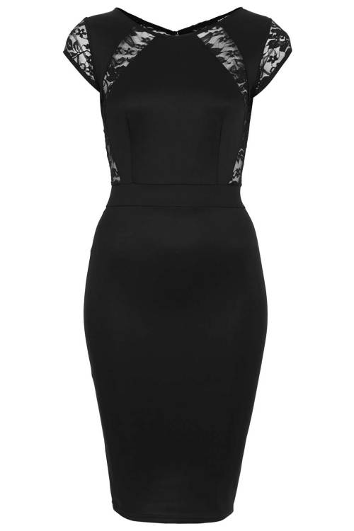 TFNC sleek midi body con dress with lace paneling on top and back. Keyhole feature on back with butt