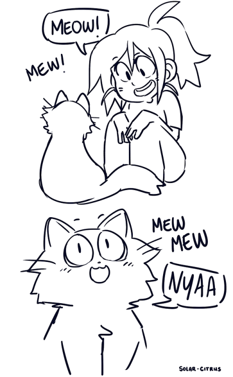 solar-citrus:….I don’t remember drawing this but this is an accurate daily interaction with my cat