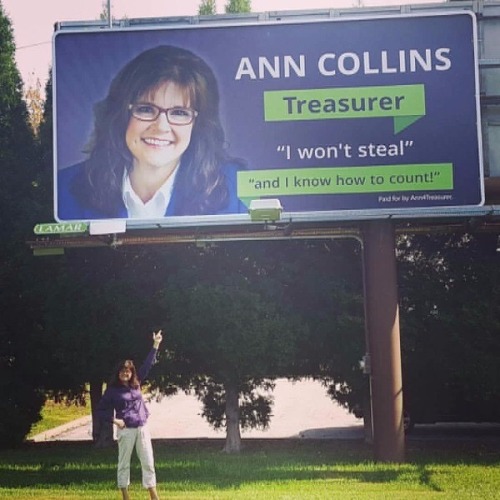 jennytrout:pleatedjeans:Vote Ann Collins [x]This is like if Ron Swanson and Leslie Knope were the sa