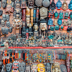 rucksackandacamera:  Masks on display in