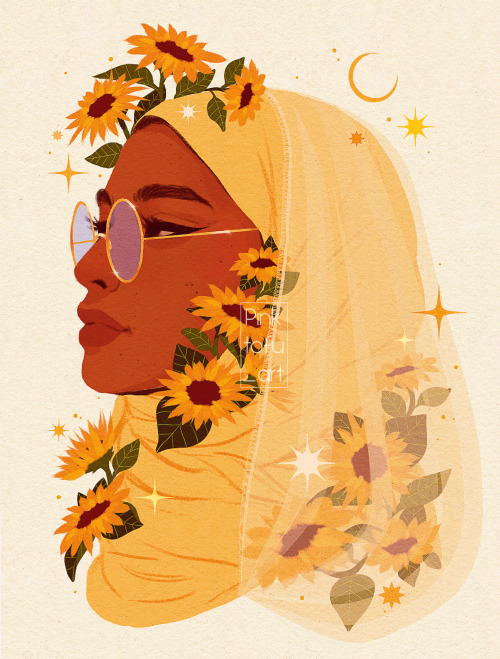 crykea: pinktofuart: ☀️☀️ [Image Description: a headshot drawing of a hijabi in a pale yellow hijab 