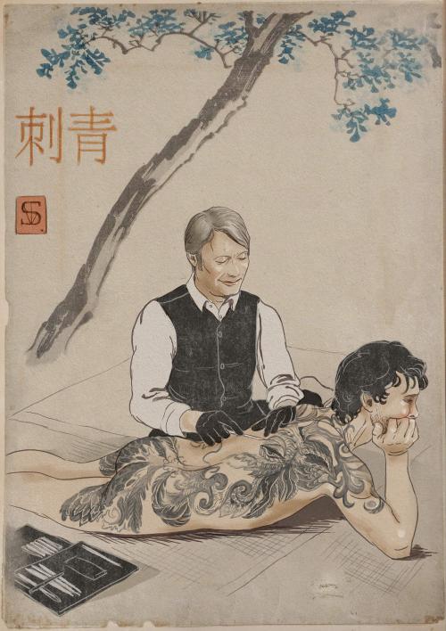 theseavoices: Illustration for the beautifully written Hannibal AU, Irezumi - on AO3 by @thisismydes