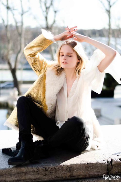 Hanne Gaby after Zadig & Voltaire AW 14/15 in Paris.