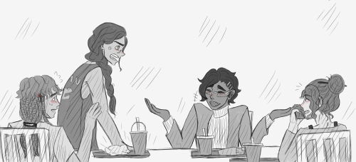 Happy AU art of The Ashen Magus. In particular, Linh ( @maddyisenough’s oc and his roommates).