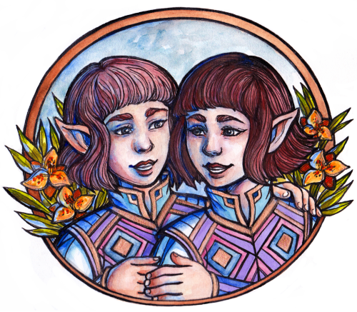 foxleycrow:Ambarussa for @feanorianweek — BFF twins! I like drawing Amrod and Amras with a flower th