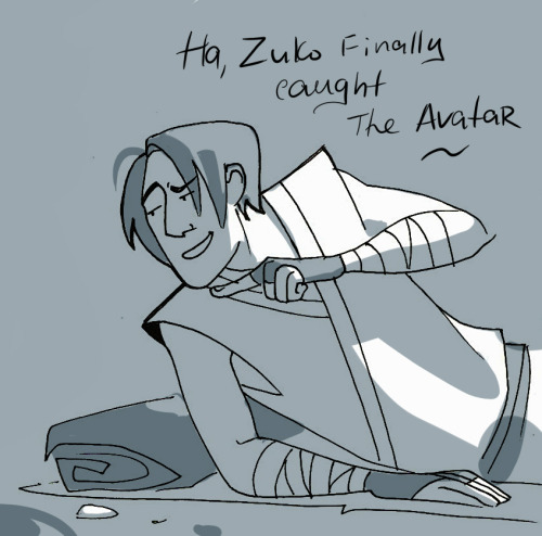 pretentiousfork:  Thanks for Priestessofnox`s headcanon: “ Zuko is a natural cuddler. First time it happened was before the end of  the war when the gaang were still camping together and Zuko just  happened to latch onto Aang and in the morning, Aang