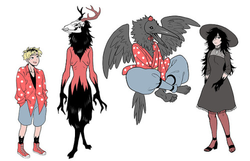 miyuliart:Characters from my webcomic Demon Studies as human-demon role reversals.