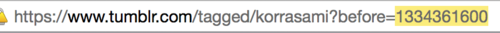 transgirlnausicaa: if you go to a general tag and replace the highlighted bit with a date/time in unix code you can go to a specific date/time in any tag. 