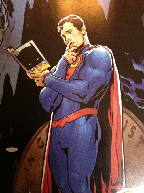 baaaaaaaaaaaaaaatman:  batmanandsobbin:  I got this DC comics checklist a while back, featuring the justice league reading different graphic novels. I love how concerned Superman looks while reading “the dark knight returns”. He’s just like “oh