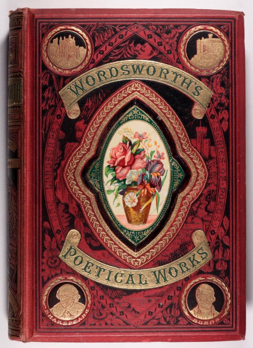 michaelmoonsbookshop:Wordsworth’s Poetical Works - publishers decorated gilt cloth over beveled boar