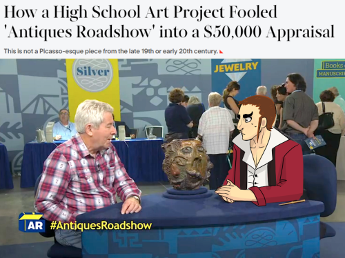 Zepile runs into trouble on the set of Antiques Roadshow 