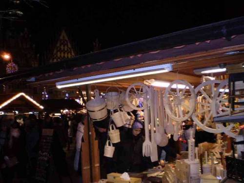 Merchandise offered on Christmas market in city Wroclaw, Poland