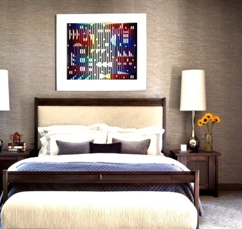 Denver Master Bedroom - Large Contemporary Master Carpeted And Gray Floor Bedroom Idea With Brown Walls