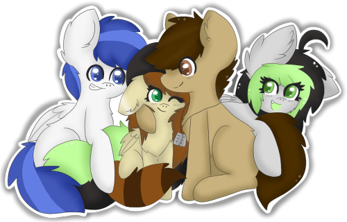 miss-jessiie:  Commission for Parker of both of our OC’s and our pony-sonas. :3 <3  Cuteness :3