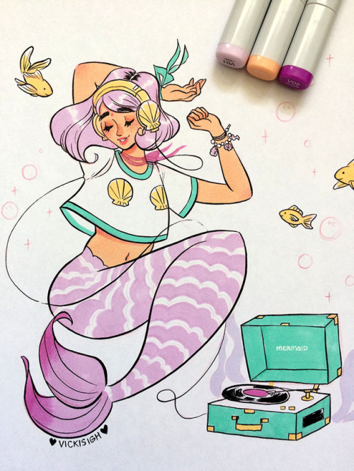 vickisigh: Week 1 of Mermay! I’m having so much fun drawing mermaids it’s incredible~ ^^ All pieces done with copic and ink. <3 Twitter   Store   Patreon 