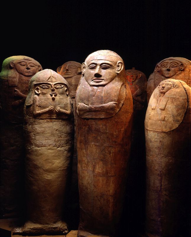 theancientwayoflife:~ Anthropoid sarcophagi. Place of origin: Cemetery at Deir el-Balah