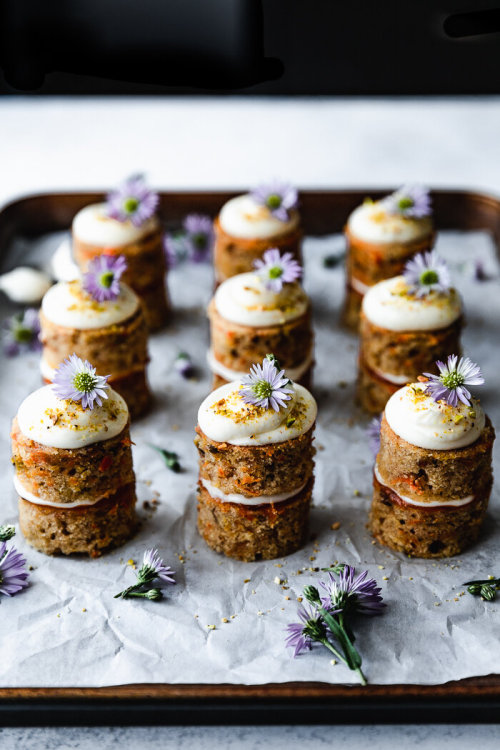 Mini Olive Oil Carrot Cakes with the Creamiest Cream Cheese Frosting
