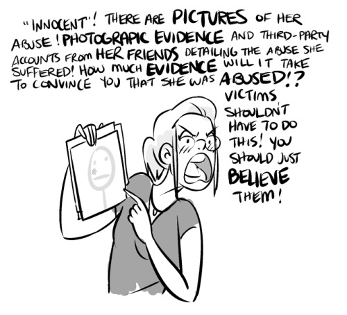 plebcomics:been sitting on this comic for a bit now since i wasnt sure how to convey the point. which is both sides need to stop running their fuckin mouths about whether or not hes guilty or innocent and just wait for the due-fuckin-court process. THEN