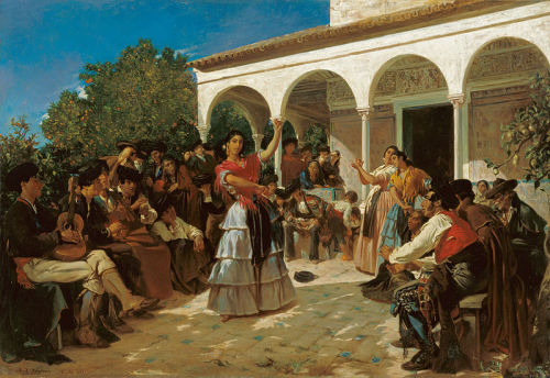 artfoli: A Gypsy Dance in the Gardens of the Alcázar, in front of Charles V Pavilion, 1851, b