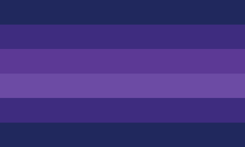 feliumsys: [Flag ID: a flag with 6 stripes. colors in order from top to bottom are deep purple, purp
