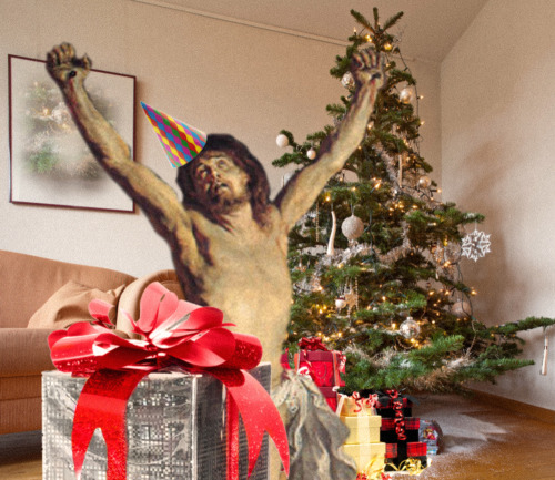 Jesus celebrating getting gifts on his birthday