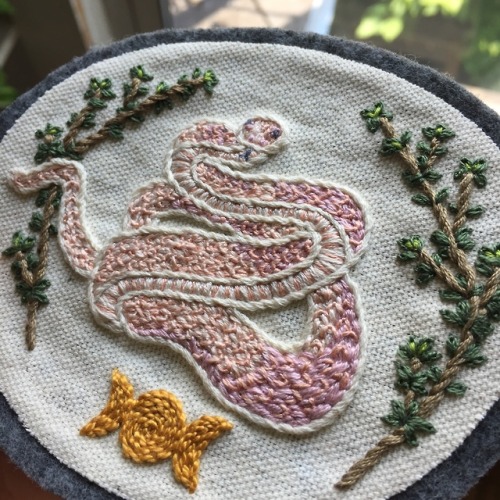 sageocody: Snake Patch  - Hand Embroidered - 4″x 3″