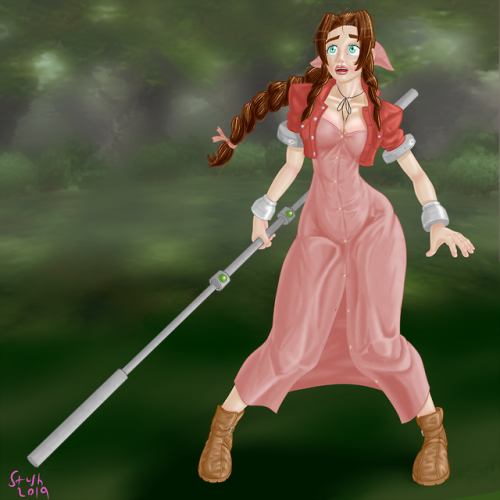 I&rsquo;m so happy with how this picture of Aeris came out, i tried a new method of colouring in clo