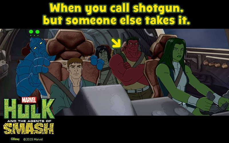 “Red Hulk looks like he’s feeling pretty salty in tomorrow’s new episode. Turn that frown upside down buddy.”