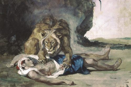 Lion Rending Apart a Corpse, 1850, Eugène Delacroix
