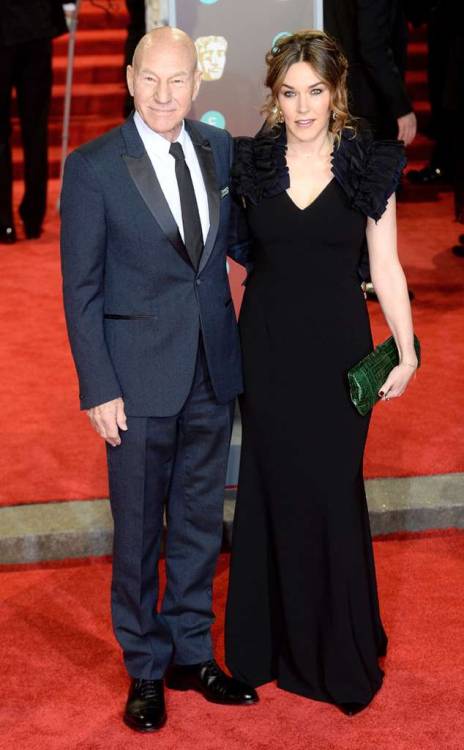 frozenmorningdeew: Patrick Stewart and Sunny Ozell attends the EE British Film Academy Awards i