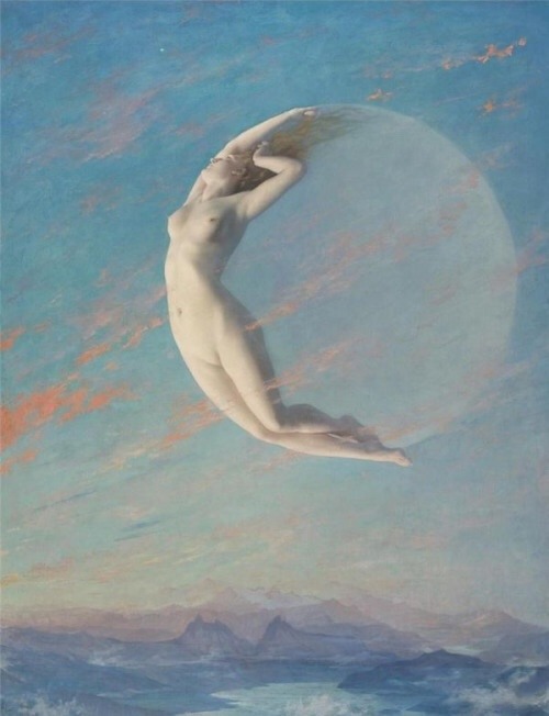a-little-bit-pre-raphaelite:The Sleeping Earth and Waking Moon, Evelyn de Morgan   by Elizabeth Sonrel