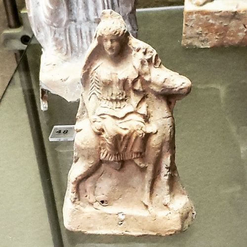 A 400 BCE statuette of the goddess Artemis riding a deer, found in Siracusa (now on display at Museo