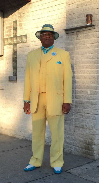 Every Sunday, the same suave gentleman shows up outside the Nazarene Temple Apostolic Faith Church i