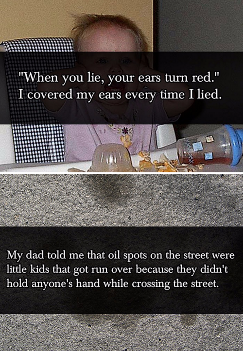 tastefullyoffensive:Lies Parents Tell Their Kids (photos via imgur)Previously: Mind-Blowing Shower