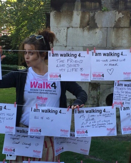 madammn:Helena Bonham Carter at a charity walk against domestic violence. 
