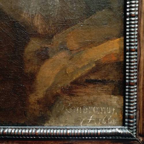 caravaggista:Detail of Rembrandt’s signature on Saint Bartholomew (1661) @gettymuseum @thegetty.