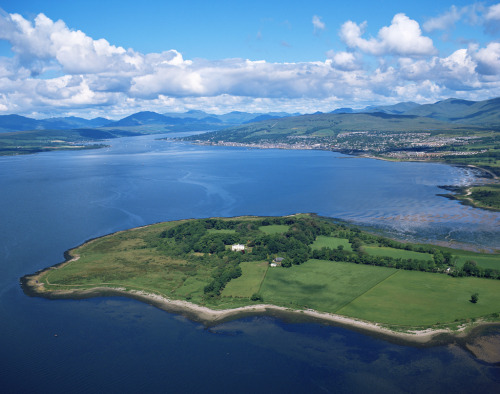 Ardmore Point on the Firth of Clyde with Helensburgh visible beyond, Argyll, Scotland.