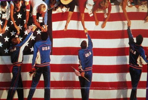 freedom-of-excess:  liveolympic:  Flashback Friday! 1984 swimming relay team with Rowdy Gaines.  Love those stylin’ velour sweatsuits tho ++++