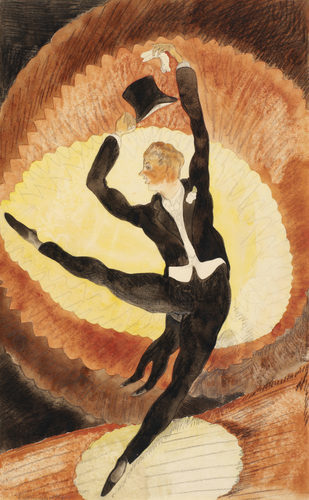 the-barnes-art-collection: In Vaudeville: Acrobatic Male Dancer with Top Hat by Charles Demuth, The 