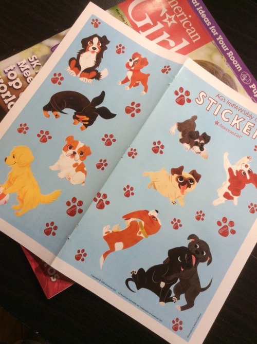 A while ago, I drew all these puppies for American Girl Magazine, which are stickers in their May/Ju