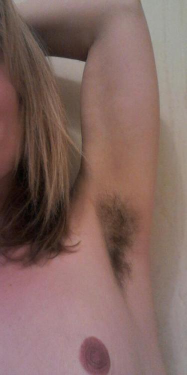 hairysweetlittleone: My lovely thick pit bush :) It&rsquo;s so thick and sexy :) and this nipple