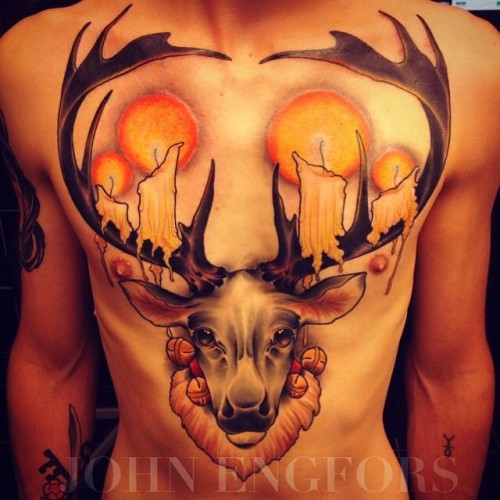 oldlinesblog:  #tattoo by @johnengforsthenorth  #tattoos #tattooart #neotrad #neotraditional #colortattoo