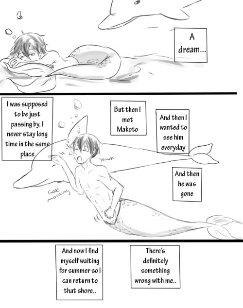 loonymic:  The merman who fell in love with an human boy After Makoto left, Haru returned to the ocean and that night he dreamt with the first time he saw Makoto (1- 2- ..) 