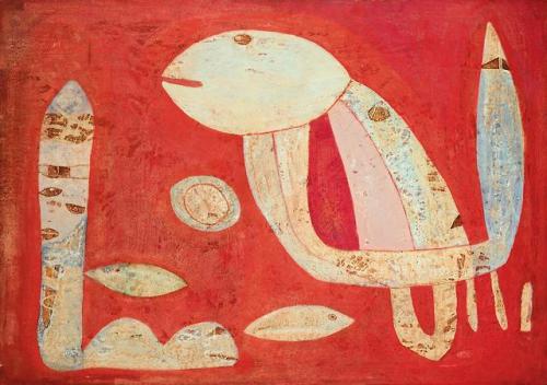 theegoist:Farid Belkahia (Moroccan, b. 1934) - Bestiaire (Bestial), oil and pigments on wood, 75.00 