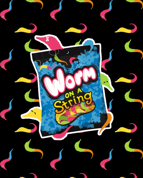 airahvee:

Gummy worm on a string, has science gone too far?By popular demand, here is my shop!  #you honestly just keep delivering  #thank you for these wonderful worms